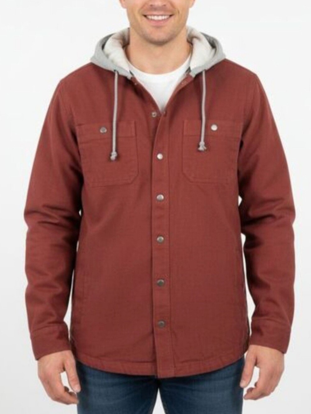 Duluth Trading Co 100% Cotton Terracotta/Gray Men's Jacket Snap Closure 4X